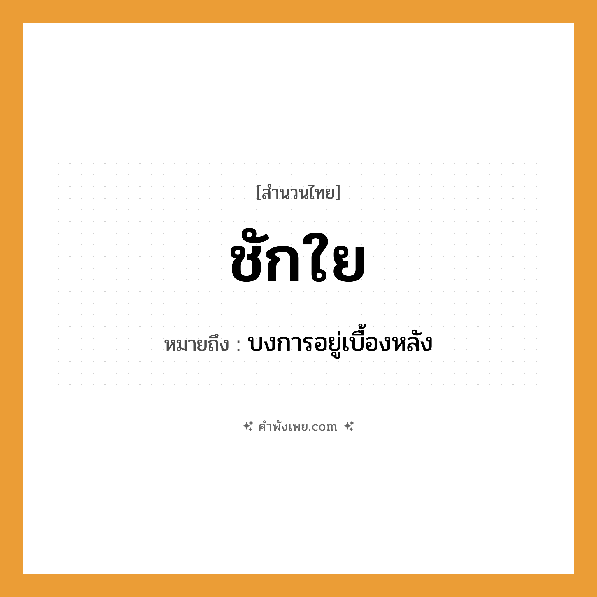 คำพังเพย: ชักใย หมายถึงอะไร?, หมายถึง บงการอยู่เบื้องหลัง สัตว์ แมงมุม คำกริยา ชัก ธรรมชาติ ใย หมวด สำนวนไทย