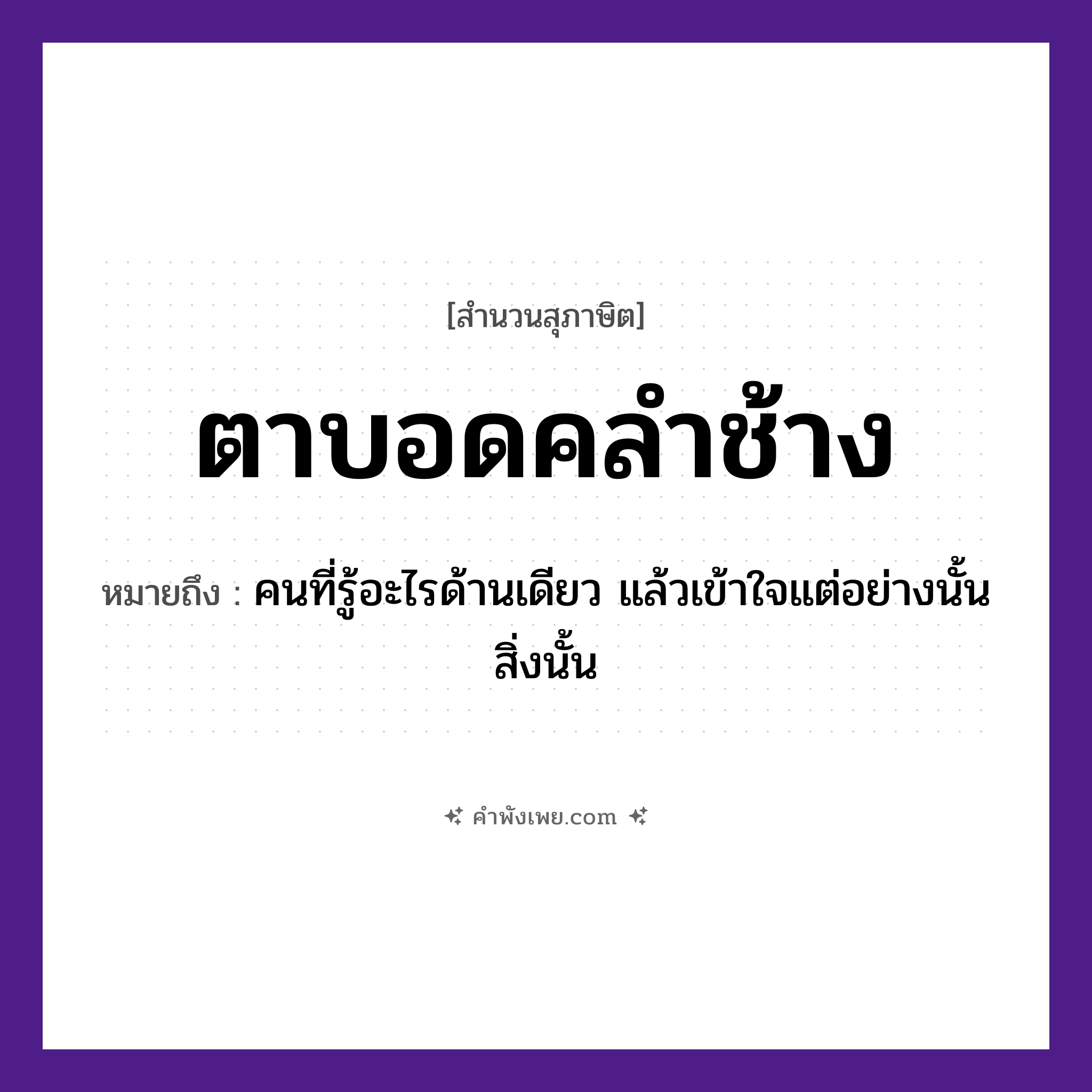 คำพังเพย: ตาบอดคลำช้าง หมายถึงอะไร?, หมายถึง คนที่รู้อะไรด้านเดียว แล้วเข้าใจแต่อย่างนั้น สิ่งนั้น คำนาม คน
